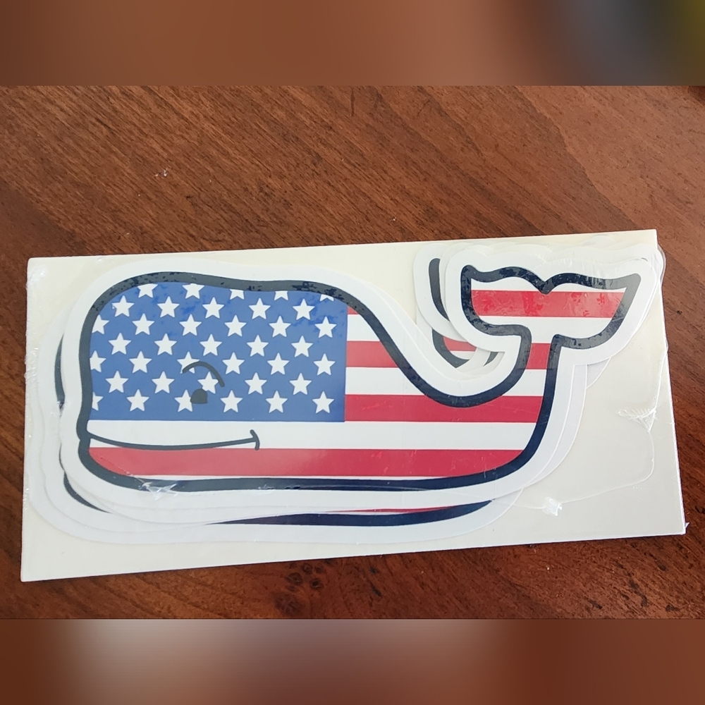 Vineyard Vines American Flag Whale Sticker- Pack Of 5 Stickers